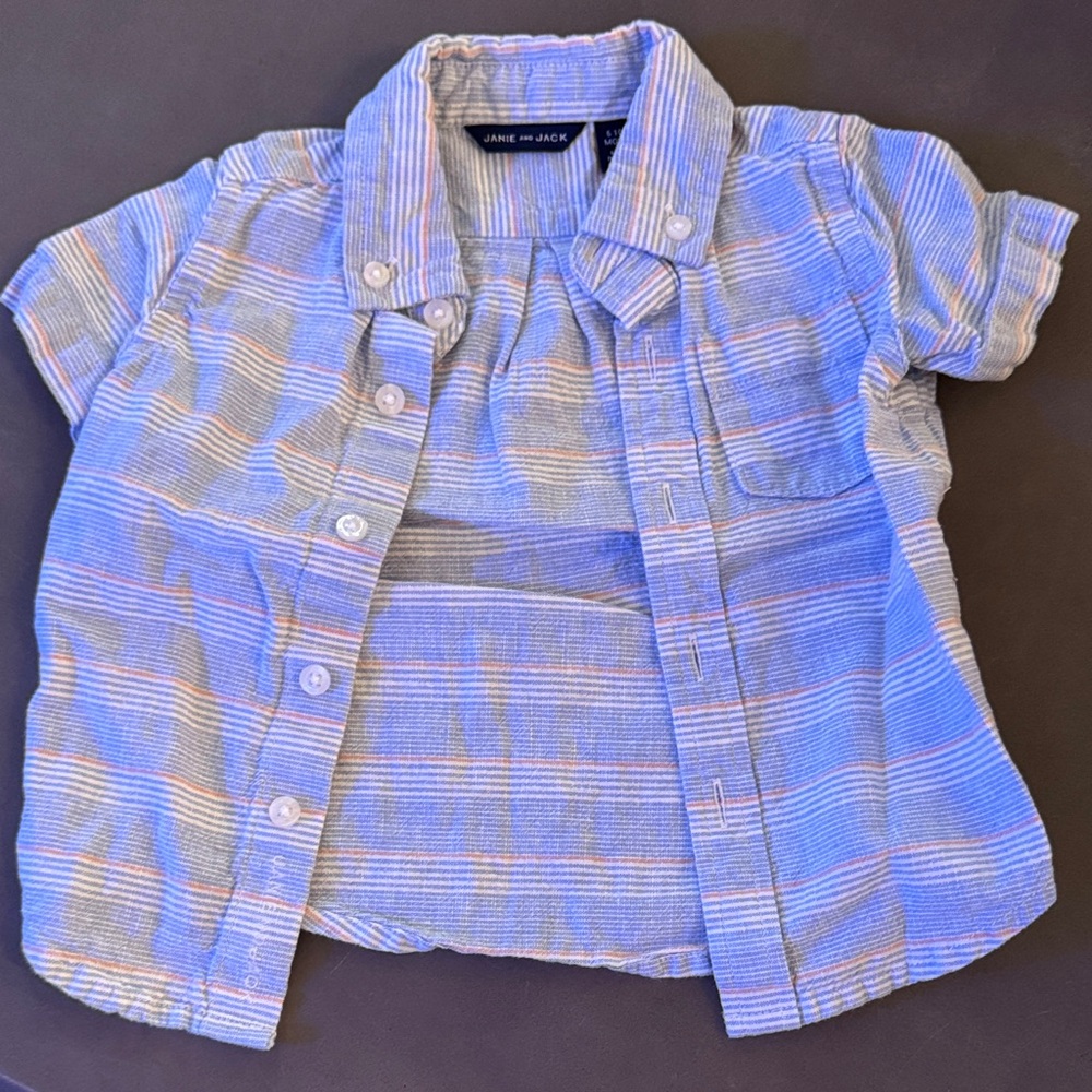 Janie and Jack button up short sleeve shirt, 6-12 months